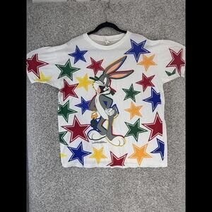 Vintage 1994 Bugs Bunny all over print stars single stitch t shirt size large